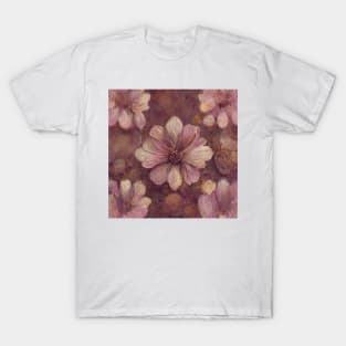 Vintage looking flowers in faded pastel purples T-Shirt